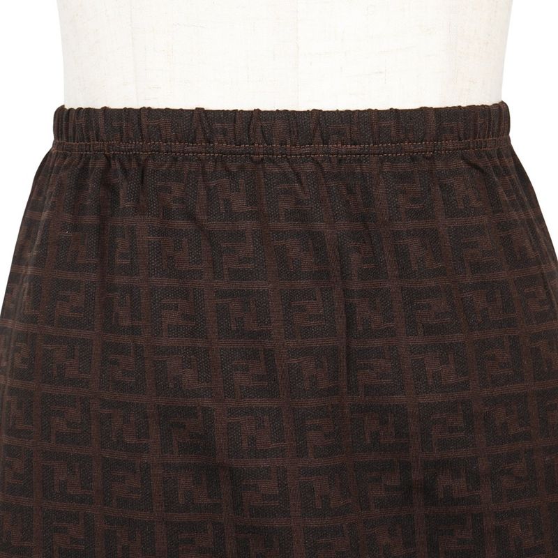 Fendi Zucca Nylon Brown Women's Mini Skirt