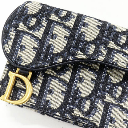 Dior Trifold Wallet With Coin Purse Oblique Saddle Compact Wallet Canvas X Calf