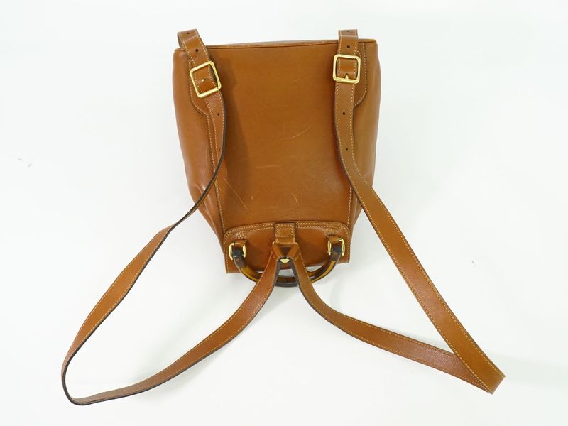 Authentic Gucci Bamboo Backpack Sac Backpack Leather Brown Bamboo Bag Pre-owned