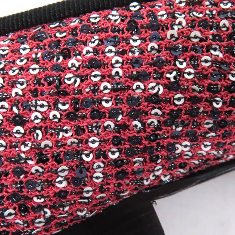 CHANEL G02819 Coco Mark Sequins Flat Shoes With Ribbon Pinkish 36.5 Storage