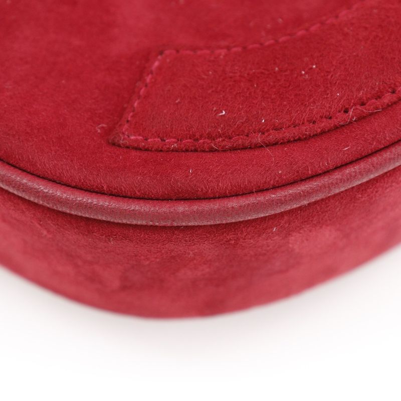 Chanel Coco Mark Chain Pochette Vintage Fringe Suede Red Ladies Shoulder Bag
