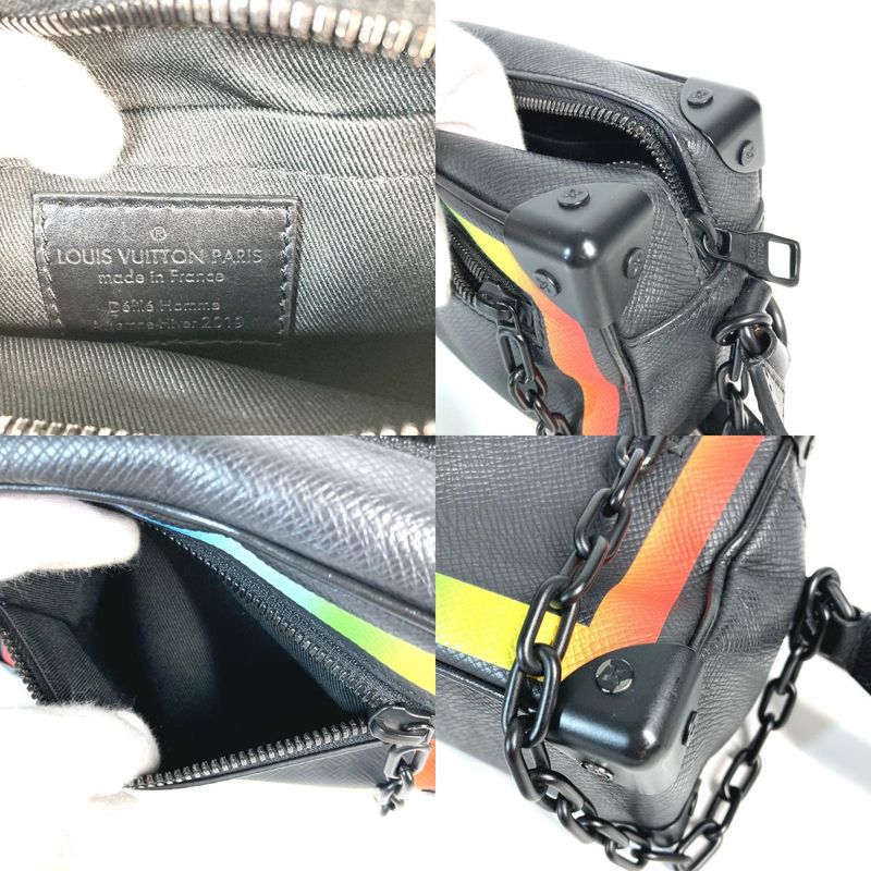 Louis Vuitton Shoulder Bag Mini Soft Trunk M30351 Taiga Leather Black