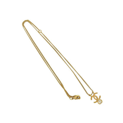 Chanel Coco Mark Motif GP Chain Necklace Pendant Choker Gold 22BS