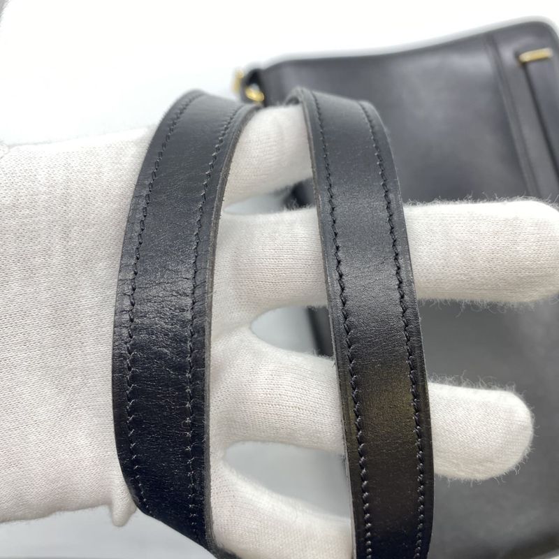 Christian DIOR Shoulder Bag Leather Black Vintage Ladies Men Fashion Gift