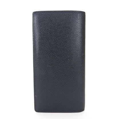 Louis Vuitton Long Wallet Portefeuille Brazza Taiga Dark Navy Silver Hardware