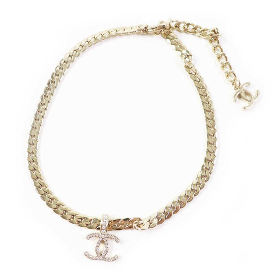 CHANEL Abd019 B24P Coco Mark Chain Necklace With Gold Metal Strass Box Made In