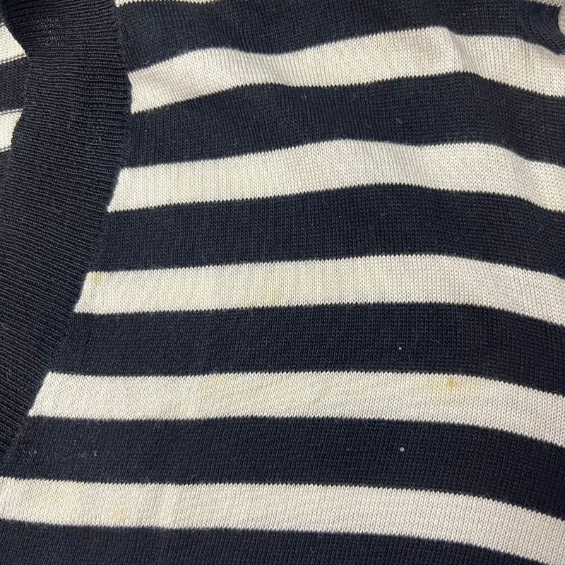 Louis Vuitton 15aw V-Neck Silk Striped Knit Sweater White Black S