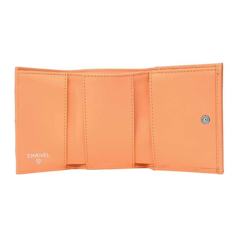 Chanel Petit Portefeuille A Rabat Orange Tri-fold Wallet