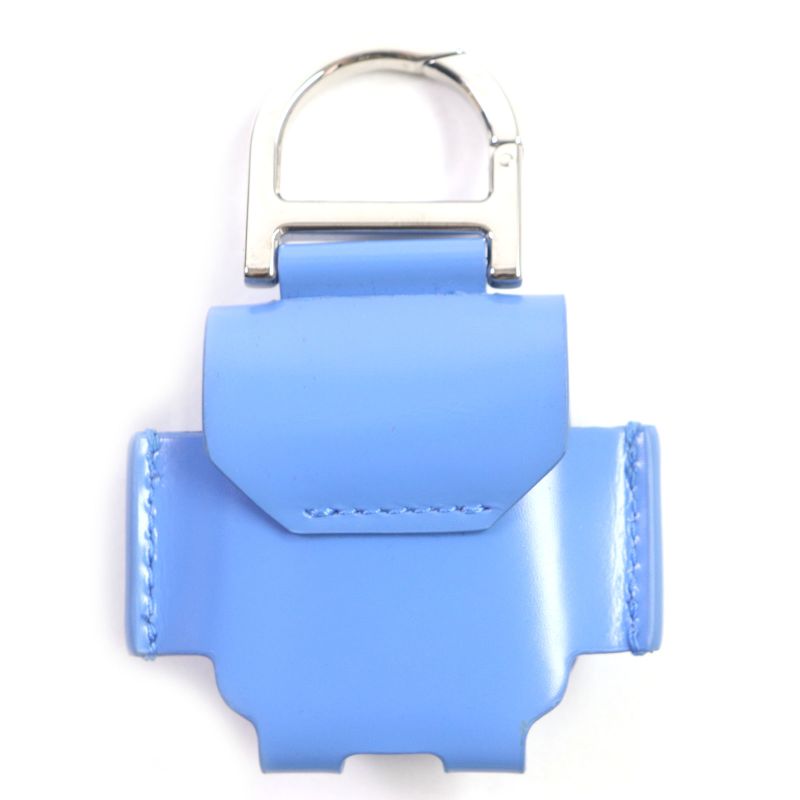 DIOR Om Leather Earphone Case With Logo Hardware Airpods Light Blue Silver