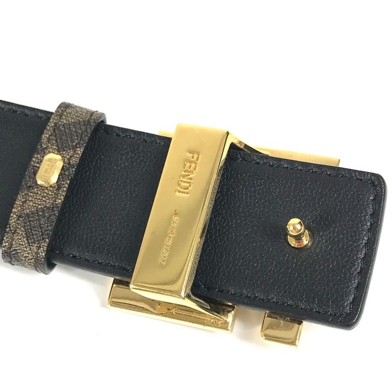 Fendi Belt Zucca Logo Leather Brown