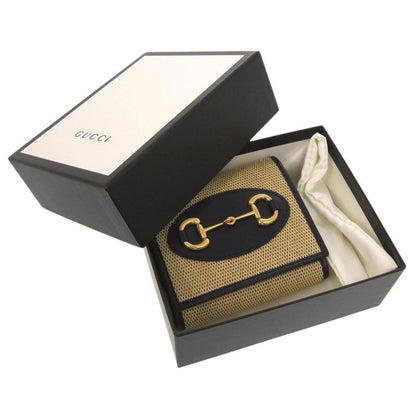 Gucci Horsebit 621891 Canvas/leather Beige Bifold Wallet 0394 Gucci