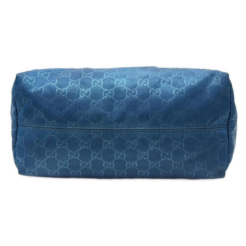 Gucci Tote Bag GG Pattern 282439 Blue And Brown Leather