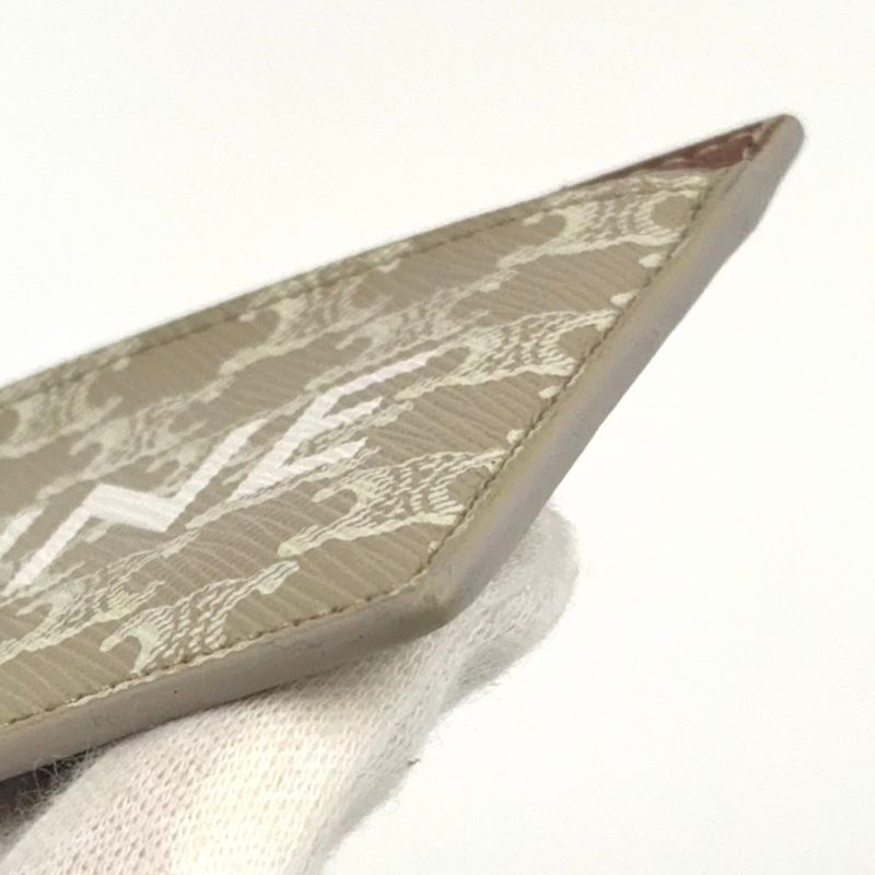 Celine Triomphe Logo Passcase Leather Brown Beige And White Card Case