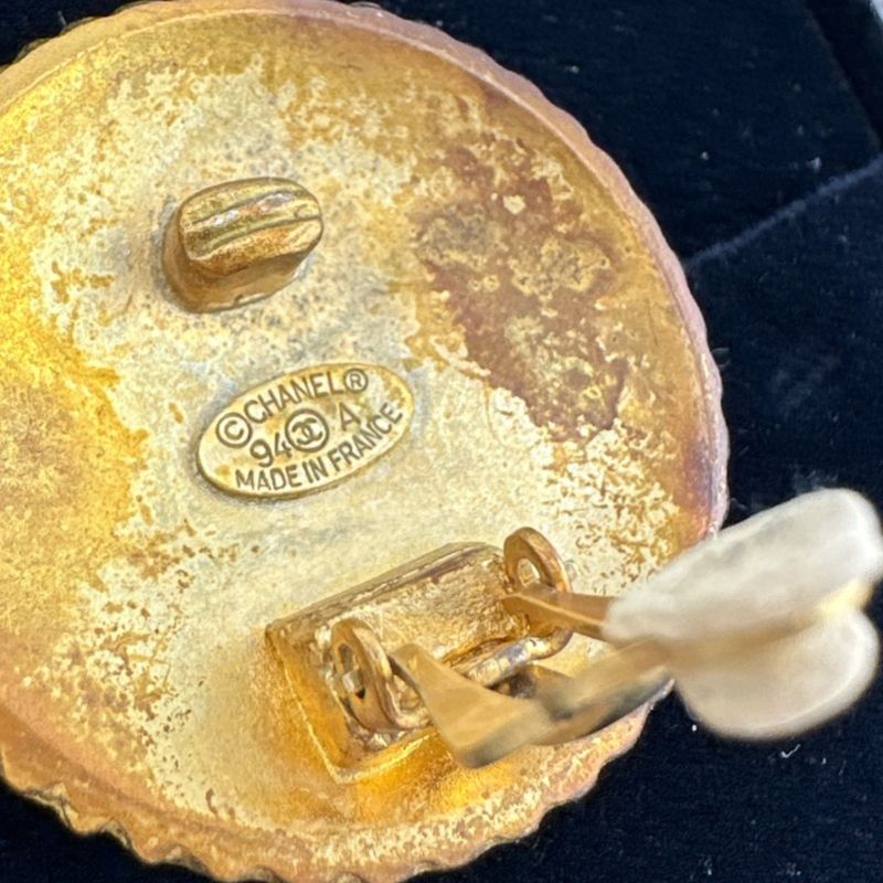 Chanel Vintage Large Earrings Circle Earrings Chanel Gold