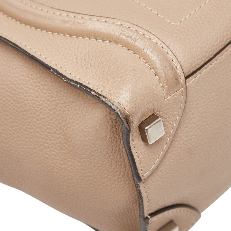 Celine Luggage Micro Shopper Beige Leather Women's Celine