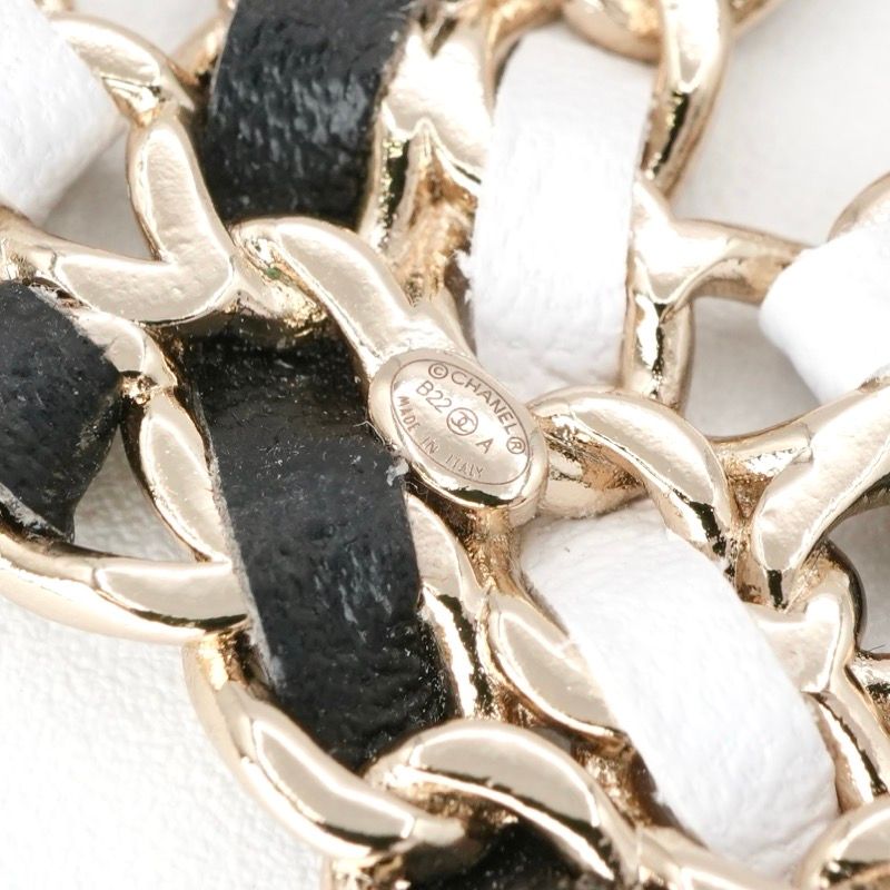 Chanel Brooch Corsage Gold Black White Here Mark