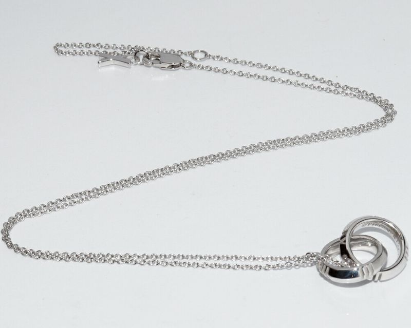 Tiffany & Co Pendant Necklace 18K White Gold Atlas X Closed Interlocking