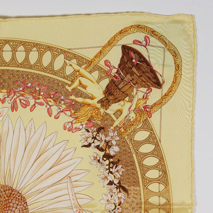 Hermes Carré 42 Amours Sunflowers Silk Yellow Women's Scarf