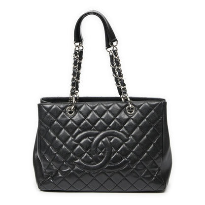 Chanel Coco Mark Chain Tote Black Matelasse Caviar Leather A