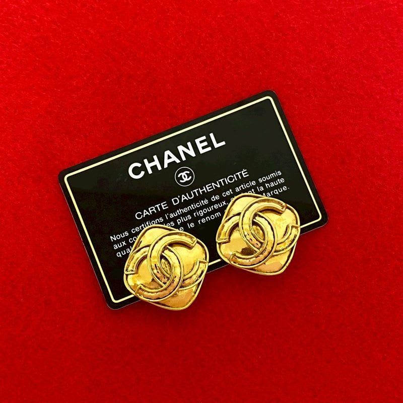 Chanel Vintage Coco Mark Motif GP Earrings Ear Cuff Accessory Gold 94P