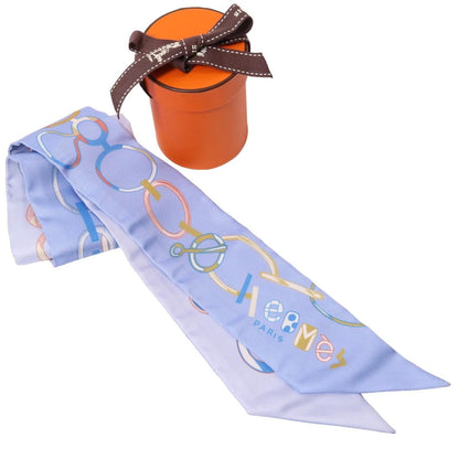 Hermes Blue Twilly Silk Scarf