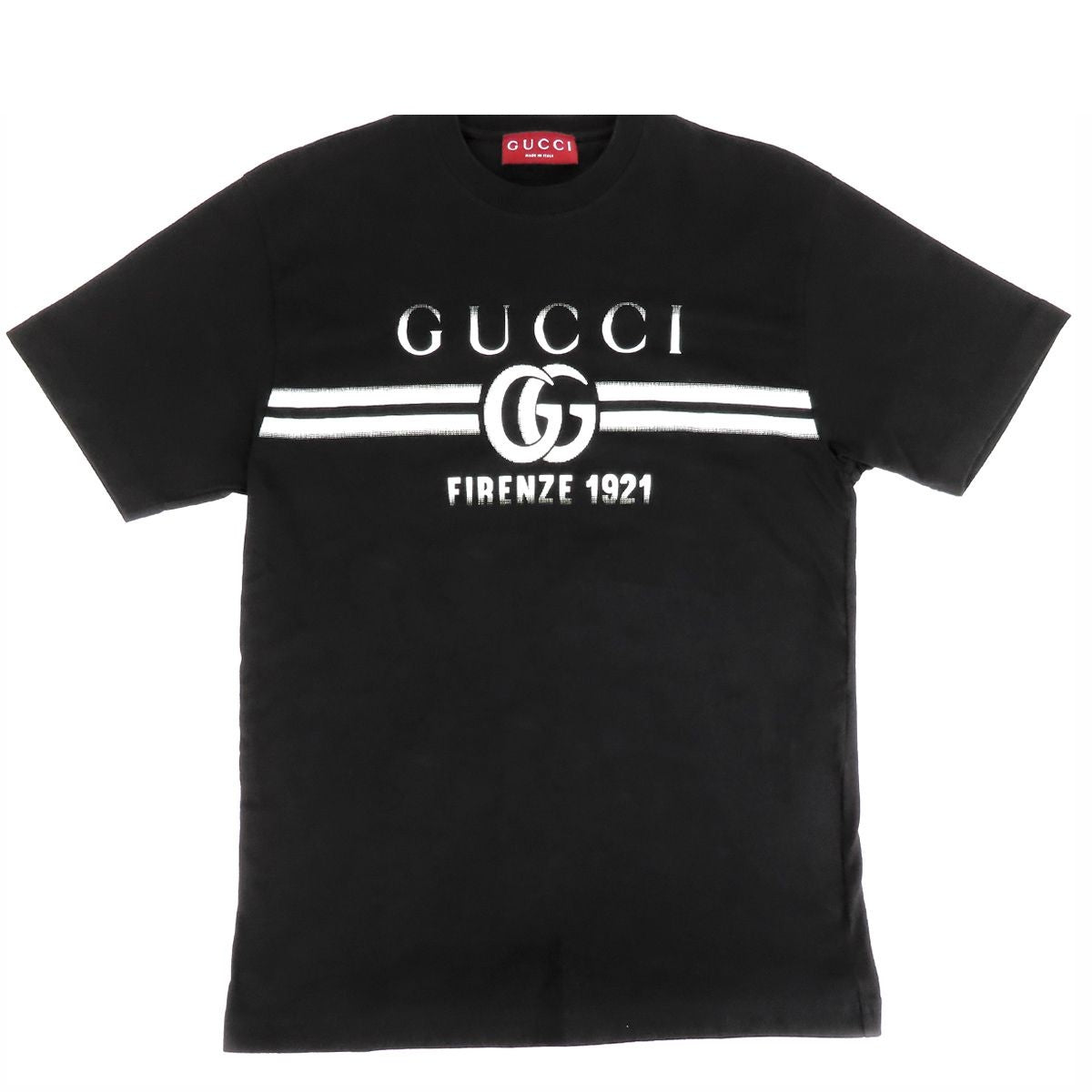 Gucci T-Shirt Black Cotton Logo Crew Neck Top S