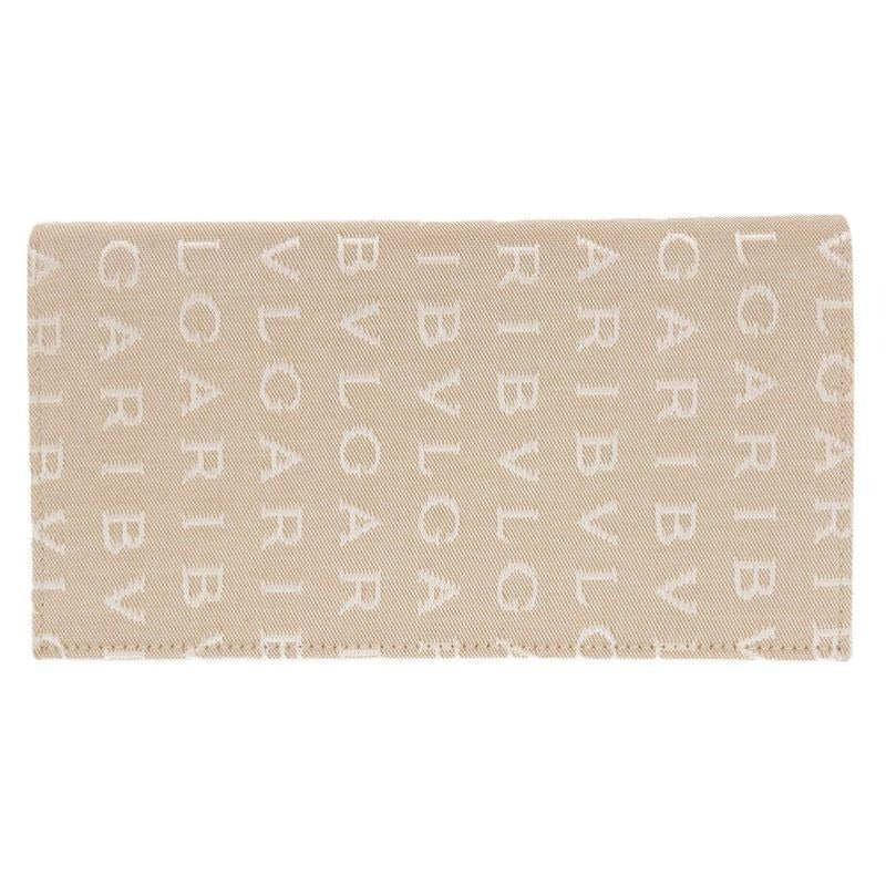 Bulgari Logomania Canvas Leather Beige Long Wallet Billfold Brown 1252