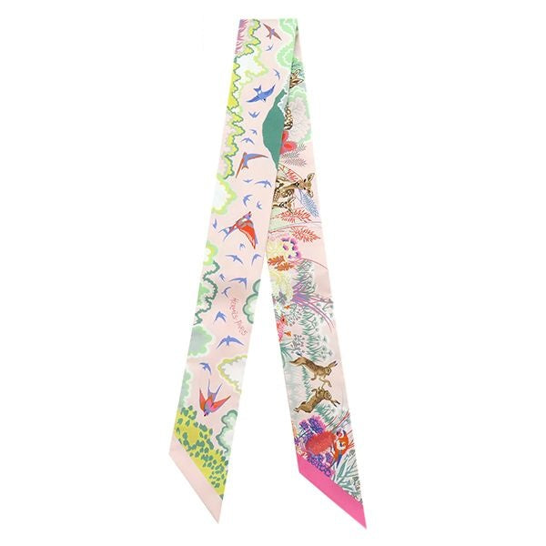 Hermes Scarf Twilly Silk Rose Narkle Green Yellow Rewilding