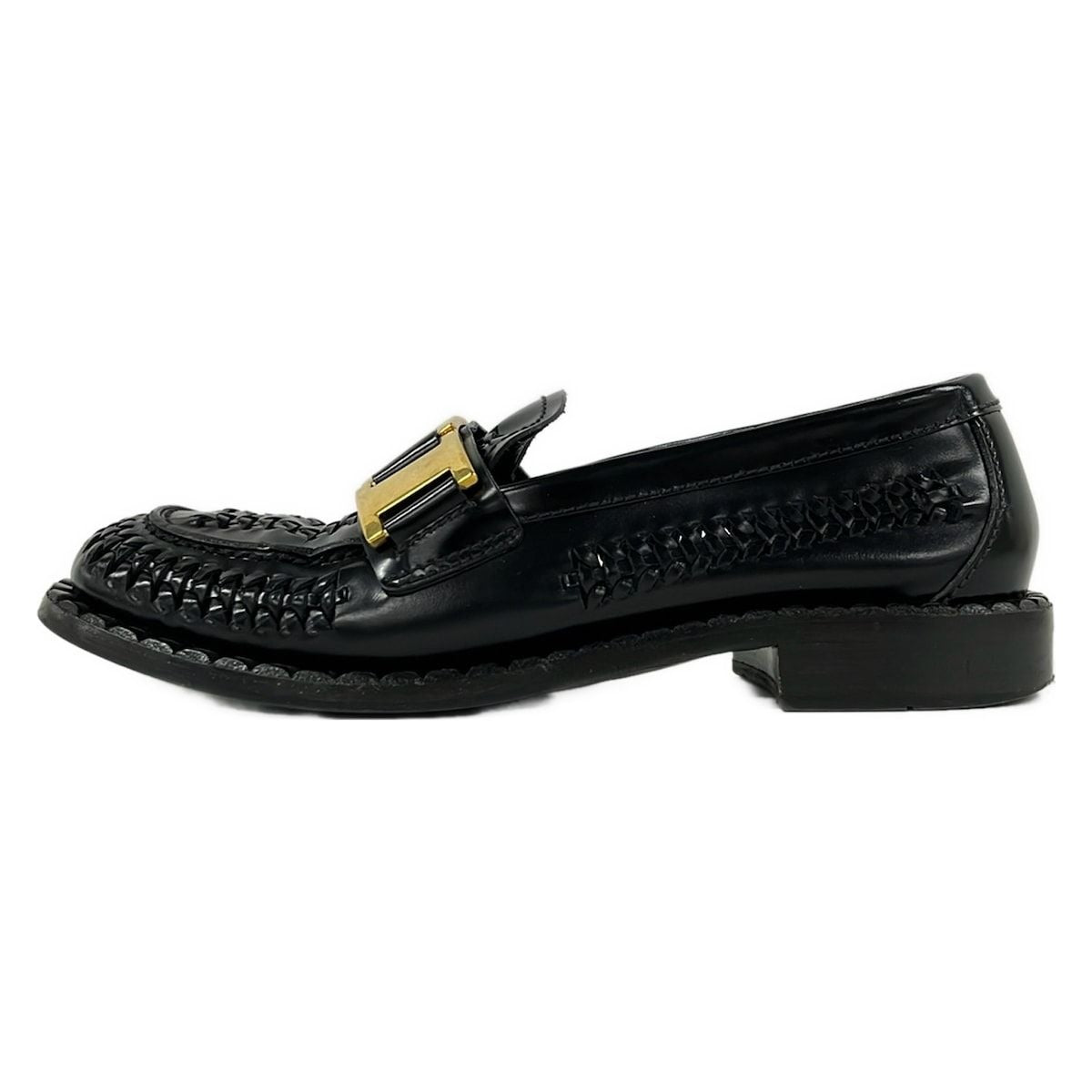 Prada Loafers 36.5 Black Moccasins Leather