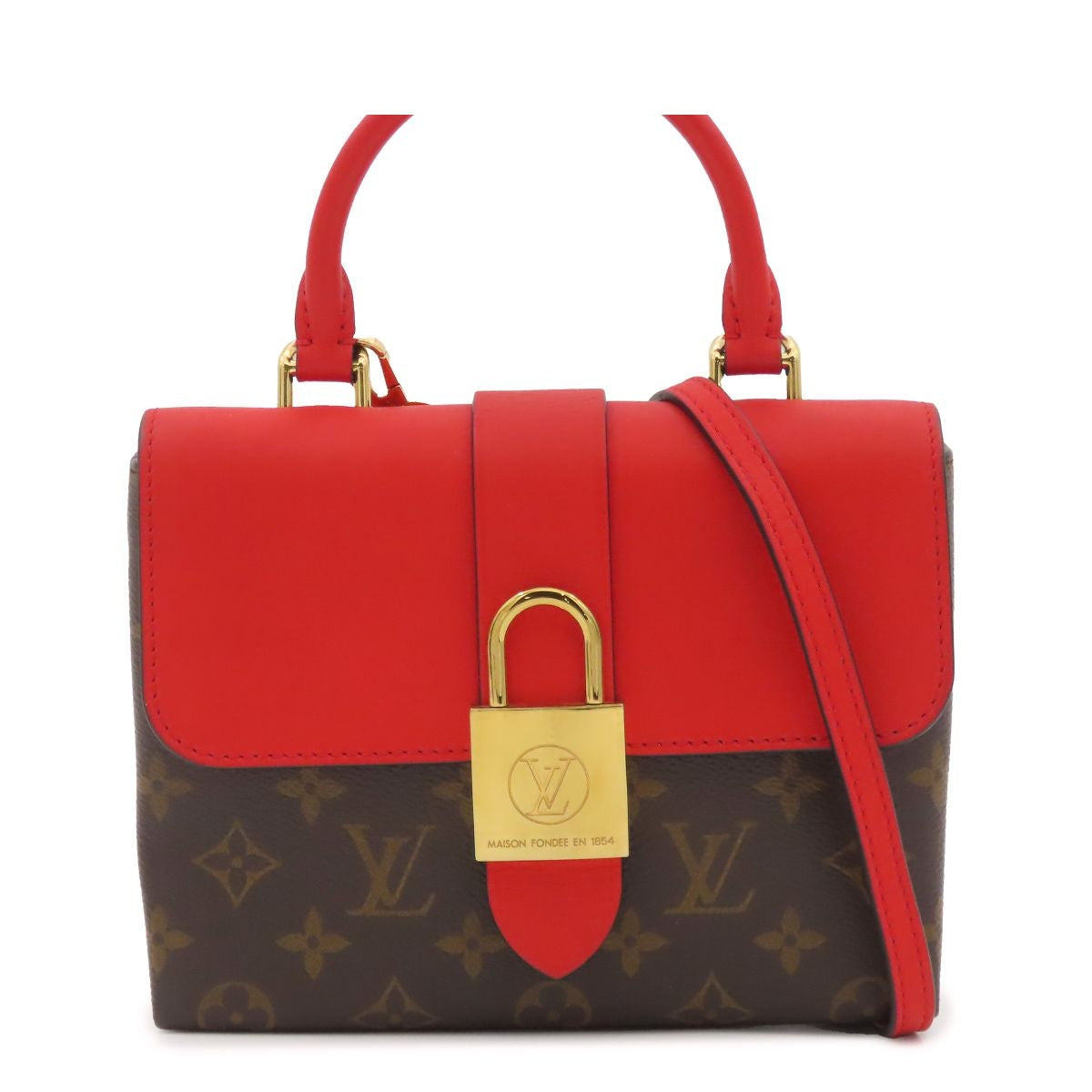Louis Vuitton Locky BB Red Brown Monogram Canvas Leather 2-Way Shoulder Bag
