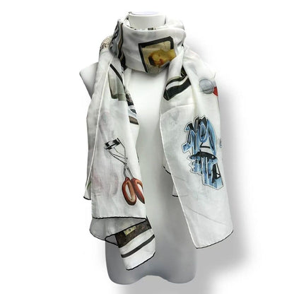 Louis Vuitton Scarf Silk Car Pattern White