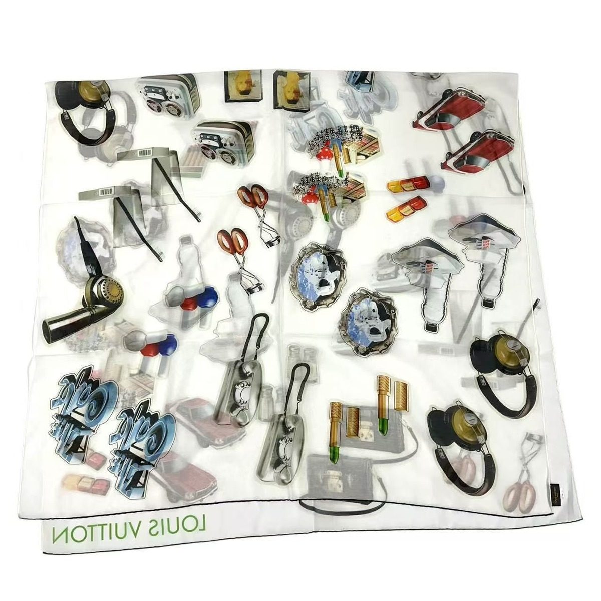 Louis Vuitton Scarf Silk Car Pattern White — view 4