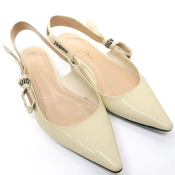 Christian Dior Ballet Flat Shoes S Ring Back 34 Ribbon J'a Sandals Patent