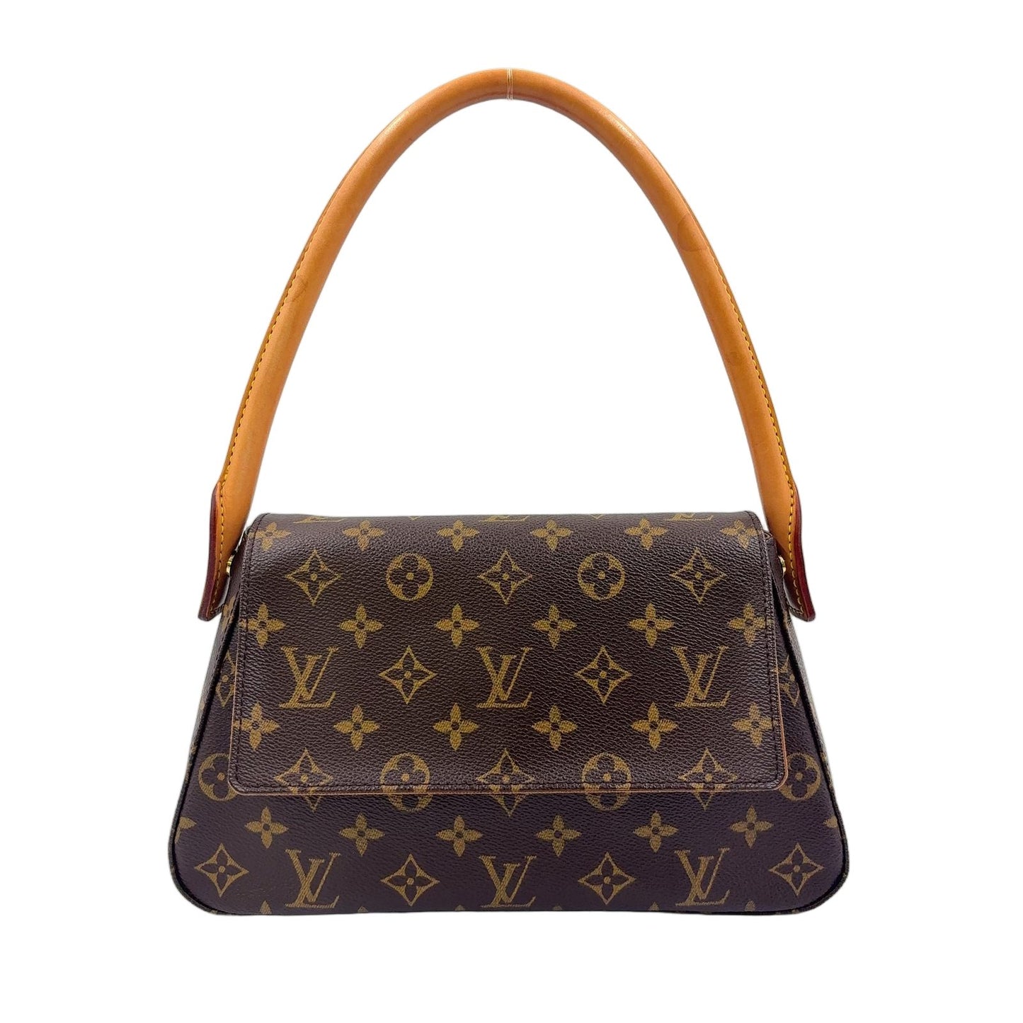 Louis Vuitton Mini Looping Monogram Shoulder Leather Brown Light Handbag Gold