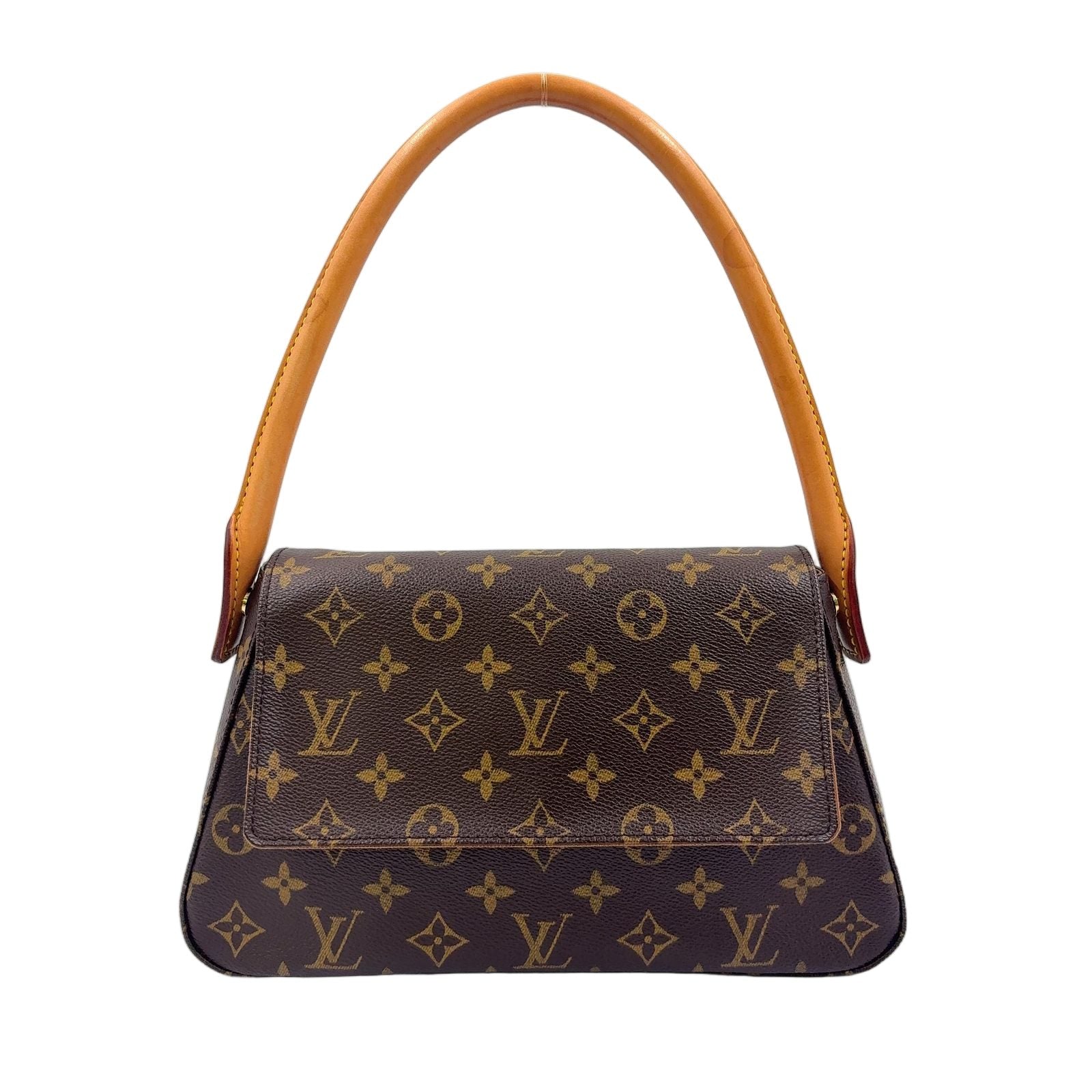 Louis Vuitton Mini Looping Monogram Shoulder Leather Brown Light Handbag Gold