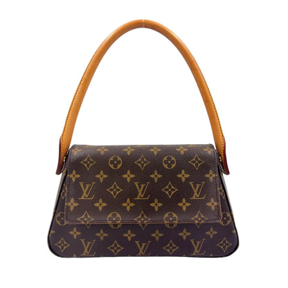 Louis Vuitton Mini Looping Monogram Shoulder Leather Brown Light Handbag Gold