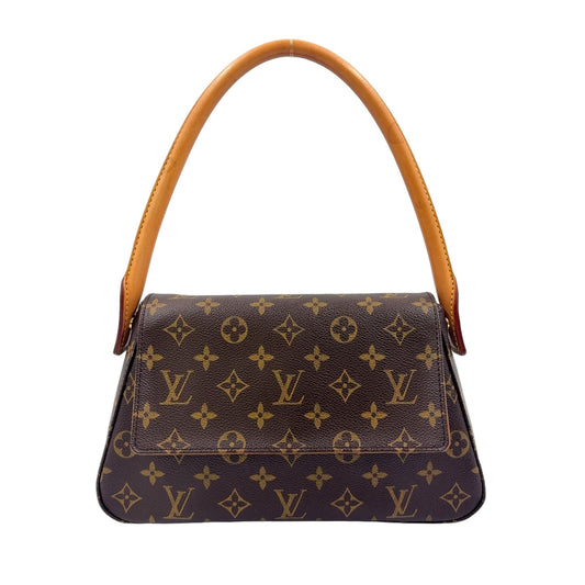 Louis Vuitton Mini Looping Monogram Shoulder Leather Brown Light Handbag Gold