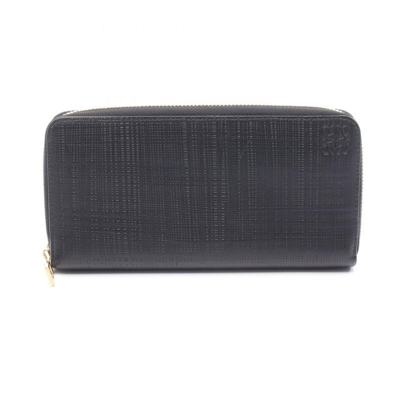 Loewe Round Long Wallet Anagram Black Leather