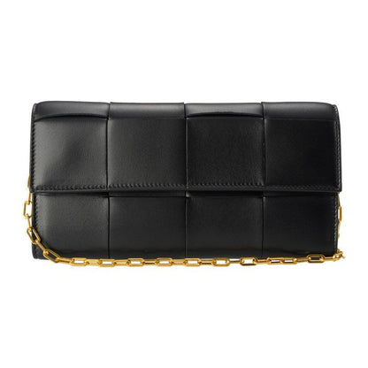 Bottega Veneta Long Wallet Leather Chain Nero