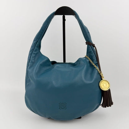 Loewe Anagram Nappa Shoulder Bag Blue Leather Vintage