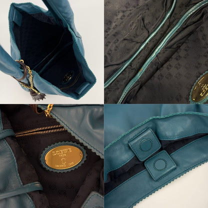 Loewe Anagram Nappa Shoulder Bag Blue Leather Vintage — view 16