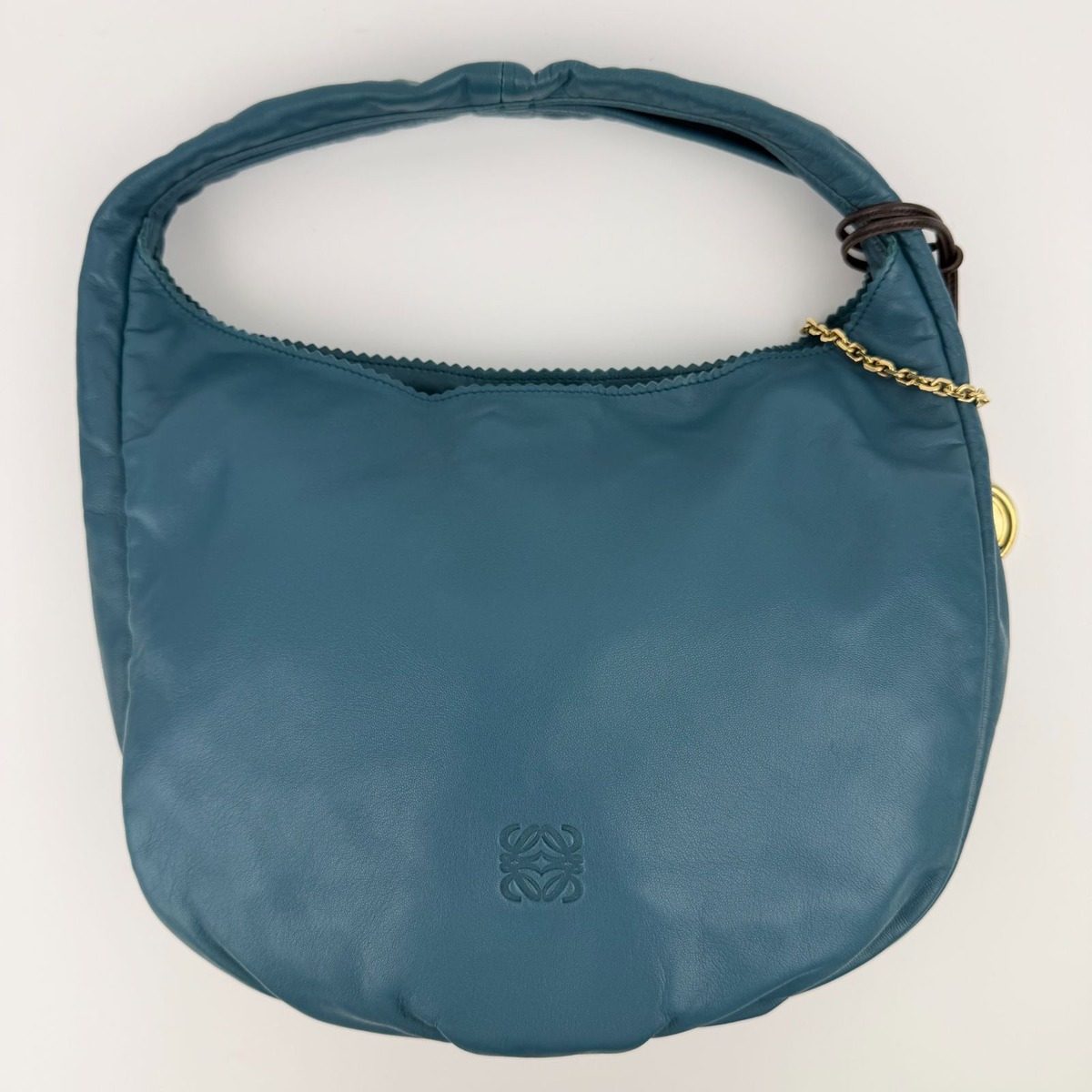 Loewe Anagram Nappa Shoulder Bag Blue Leather Vintage — view 3