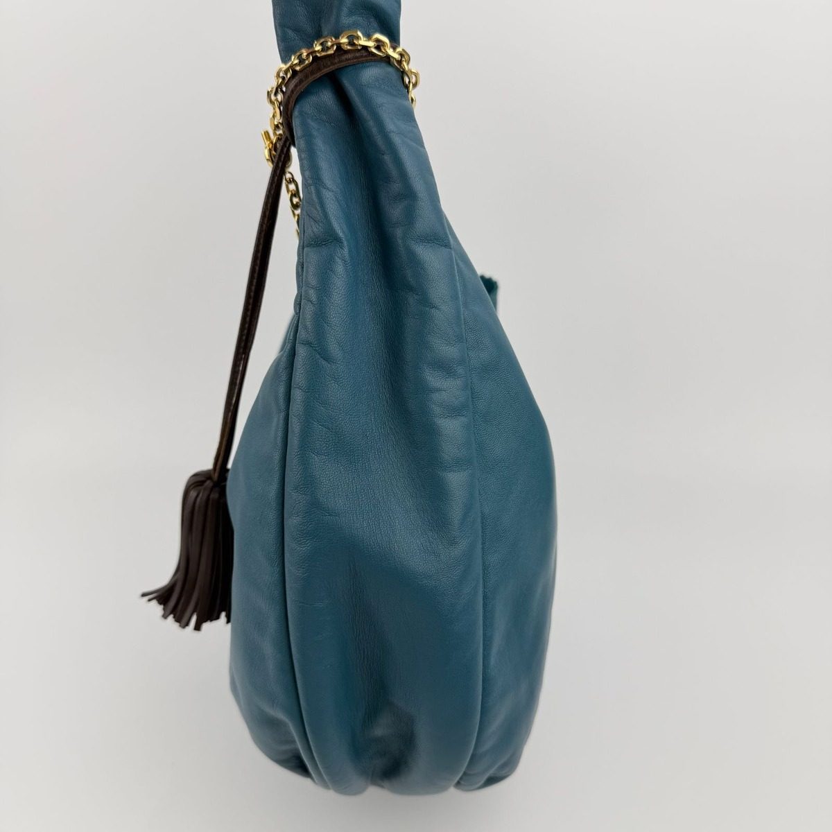 Loewe Anagram Nappa Shoulder Bag Blue Leather Vintage — view 6