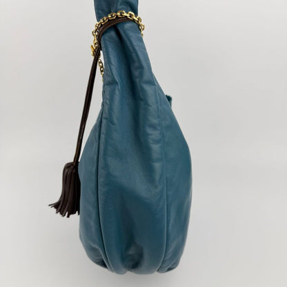 Loewe Anagram Nappa Shoulder Bag Blue Leather Vintage — view 6
