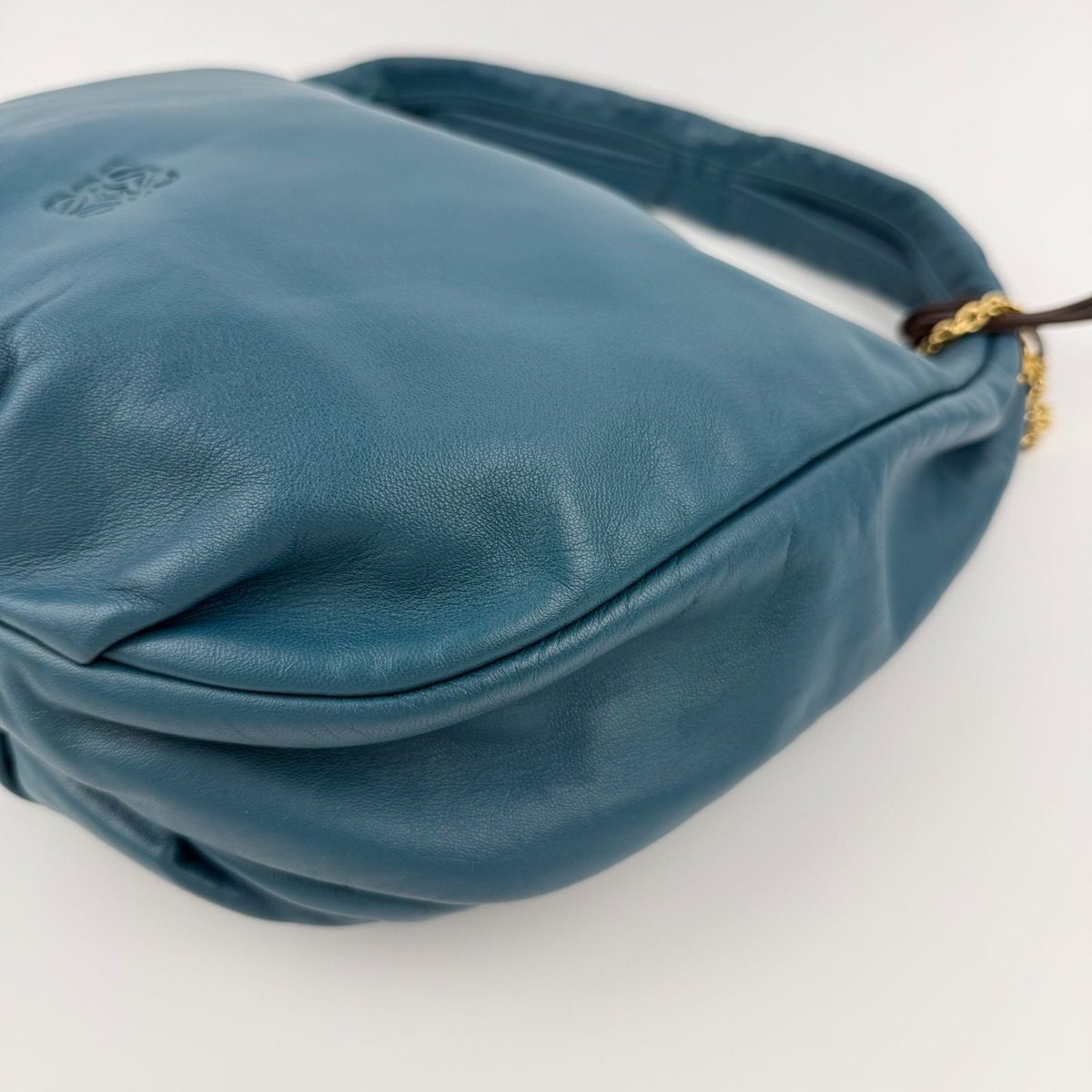 Loewe Anagram Nappa Shoulder Bag Blue Leather Vintage — view 9