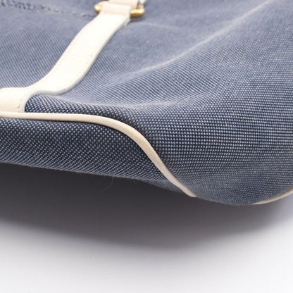 Prada Tote Logo Jacquard Navy Canvas Leather — view 10