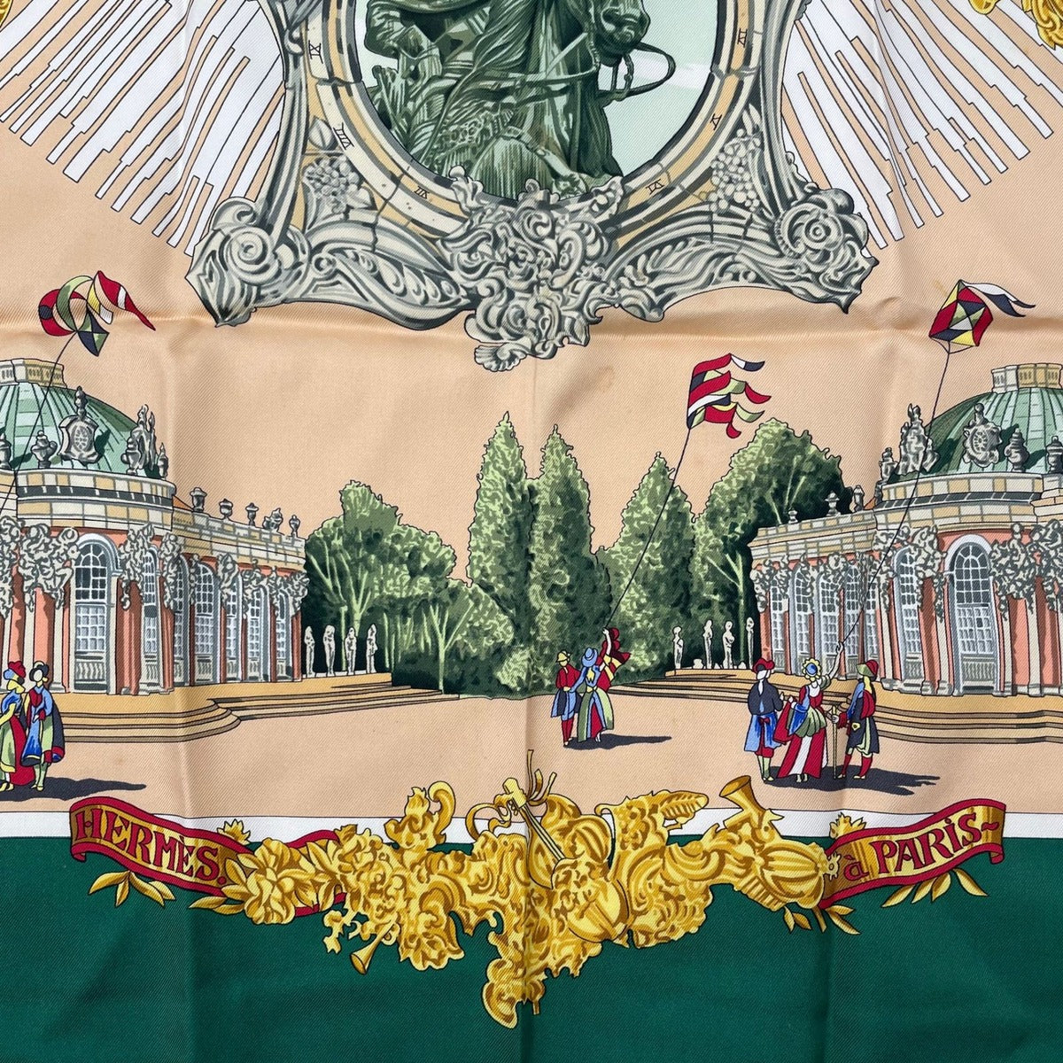 Hermes Scarf Silk Carre 90 Sanssoucy Palace Green — view 9