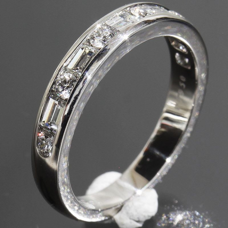 Tiffany & Co Half Eternity Diamond Ring No 10 Pt950 Box E1705