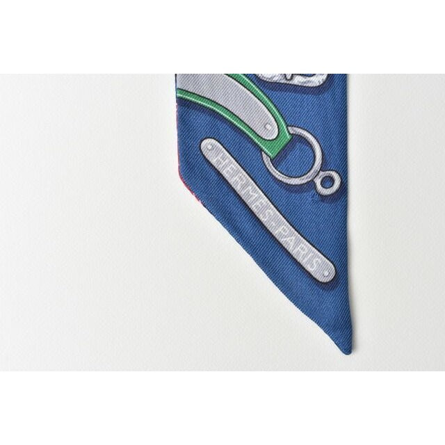 Hermes Twirly Scarf Silk Twill Belt Motif Blue Multi — view 4