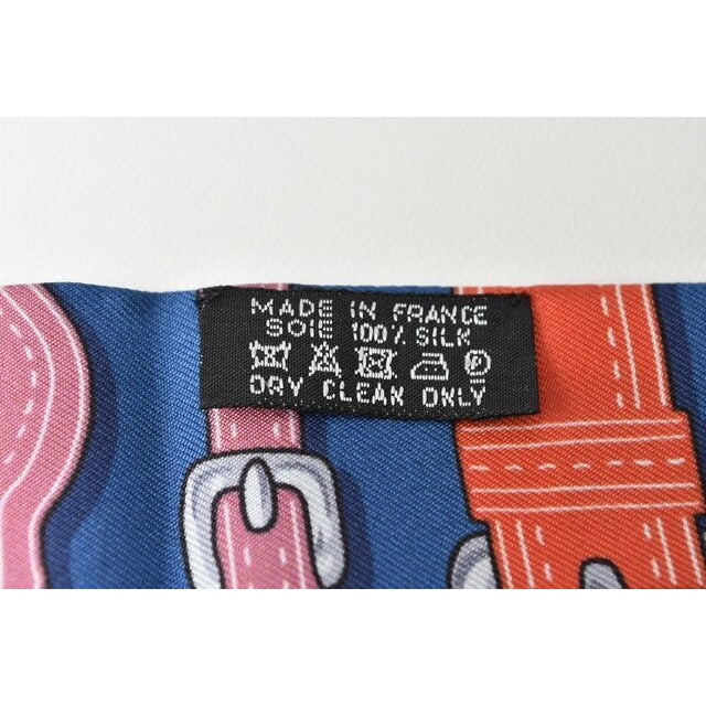Hermes Twirly Scarf Silk Twill Belt Motif Blue Multi — view 5